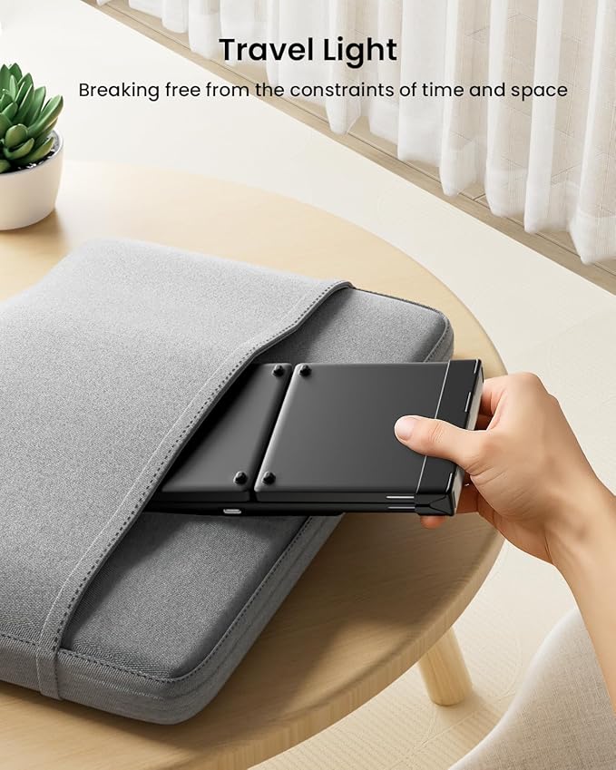 ProtoArc Foldable Bluetooth Keyboard, XK01 Full-Size Portable Wireless Keyboard for Travel, 105 Keys, 0.65" Keycaps, Multi-Device Sync for iPad Tablet Smartphone Laptop PC Windows iOS Android, Black