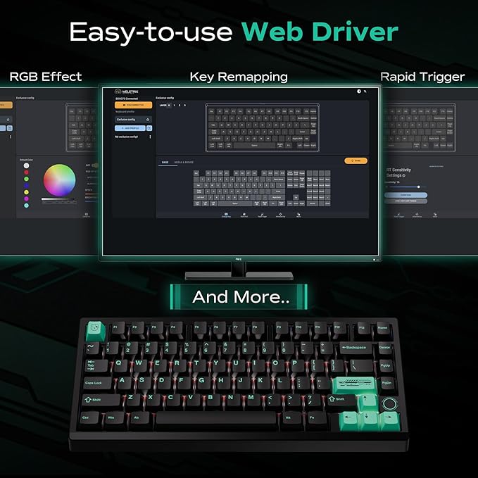 MELETRIX Chilkey BOOG75 Mechanical Keyboard, 81 Keys 75% Wired Gaming Keyboard with Magnetic Hall Sensor Keyboard Switches, Full Aluminum Case, RGB, Hot Swappable, IP54, Cherry Keycap Profile, PC/Mac