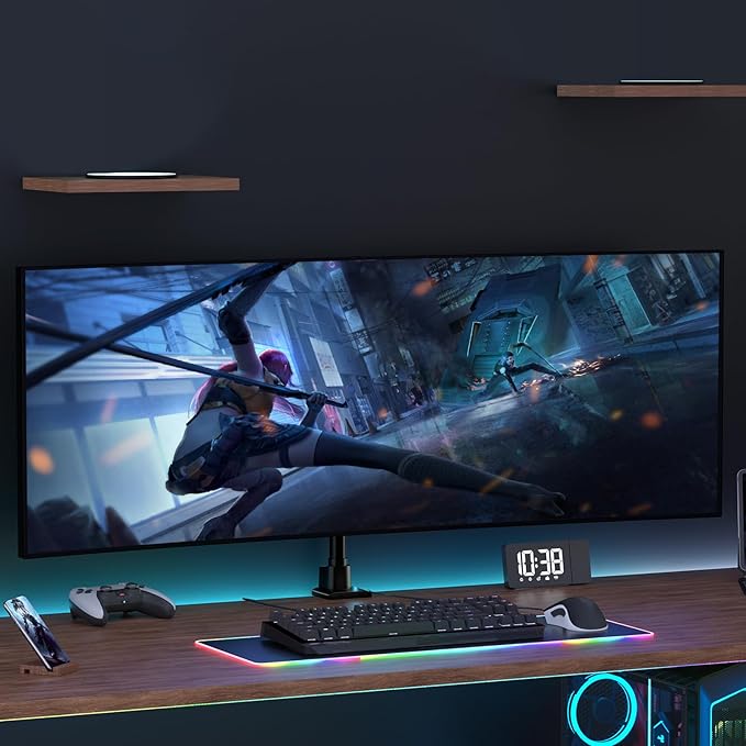 Monitor-Arm Ultrawide Heavy Duty 24-57'' - Aluminum Single Monitor Mount Holds up to 59.4lbs, Adjustable Desk Mount Stand, VESA 75/100 mm, Black