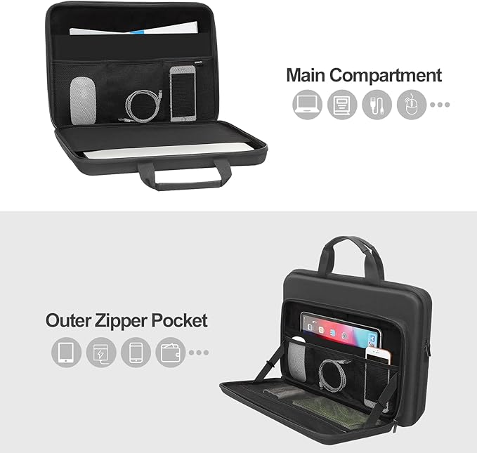 MOSISO 15.6-16 inch Laptop Hard Case, 15 inch Shockproof Waterproof Laptop Case Hard Shell Compatible with MacBook HP Dell, Carrying Sleeve Computer Bag with Sturdy Handle&Front Pocket&Belt,Slate Gray