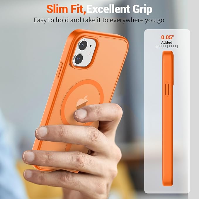 SUPFINE Magnetic for iPhone 12 Case/iPhone 12 Pro Case (Compatible with MagSafe)(Military Grade Drop Protection) Translucent Matte Shockproof Phone Cover,Starry Orange