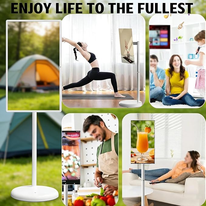 1080p/4k Smart Portable Wireless Touch Screen TV on Wheels,Portable Touch Screen Monitor,8+128G,with 21.5in/27in/32in Large Display 32in(4k)
