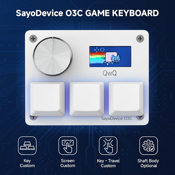 O3C Rapid Trigger Hall Effect Keyboard Suitable for OSU and Geometry Dash Rhythm Game Macro Keypad with Magnetic Linear Switches (White, Gateron Jade Pro Green Switch)