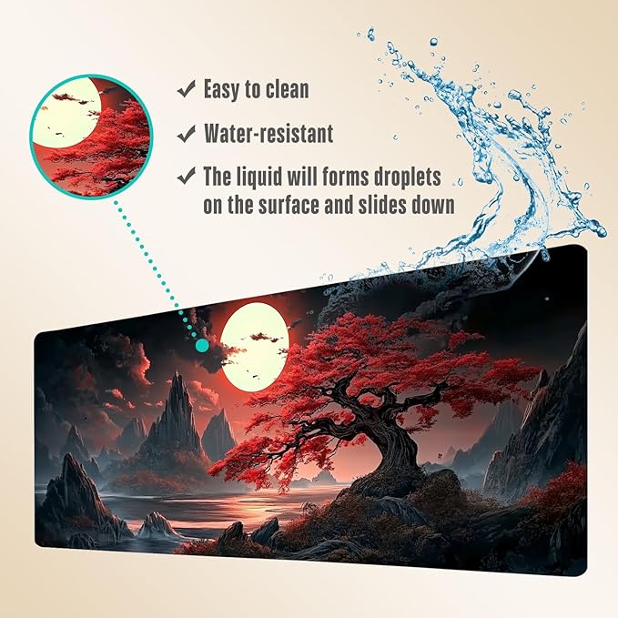 Extended Gaming Mouse Pad, Large Mouse Mat 3 mm Nature Rubber Base Mousepad with Stitched Edges, Non-Slip Desk Mat for Office Home Great Gift 31.5x11.8 Inch (Dark Canyon 2)