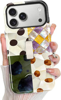 KANGHAR Compatible with iPhone 17 Pro Case, Support for MagSafe, Silicone Checkered Spot Cute Pattern, Finger Hold Wristband Kickstand Camera Protection Soft Slim Phone Case for Girls Women -Colorful