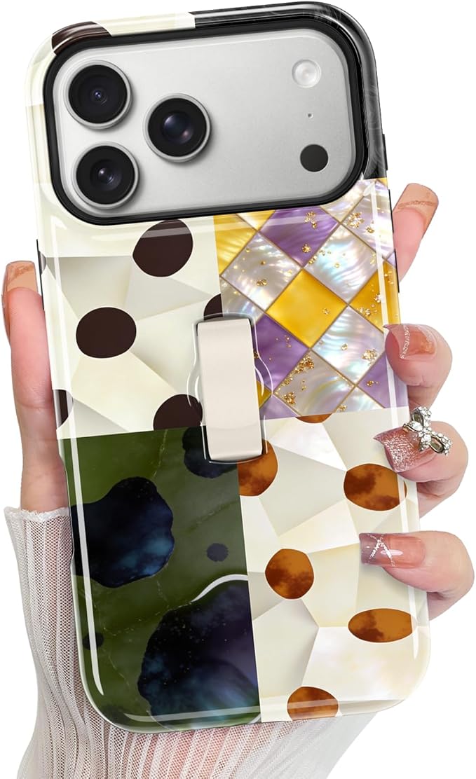KANGHAR Compatible with iPhone 17 Pro Max Case, Support for MagSafe, Silicone Checkered Spot Cute Pattern, Wristband Kickstand Camera Protection Soft Slim Phone Case for Girls Women -Colorful
