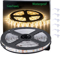 Warm White LED Strip Lights, Waterproof cuttable 300 SMD 2835 LED Tape, 6000K 16.4ft/5m 12V Flexible Ribbon, Kitchen Cabinet Lighting, Hotel, Club, Bar（No Power Supply