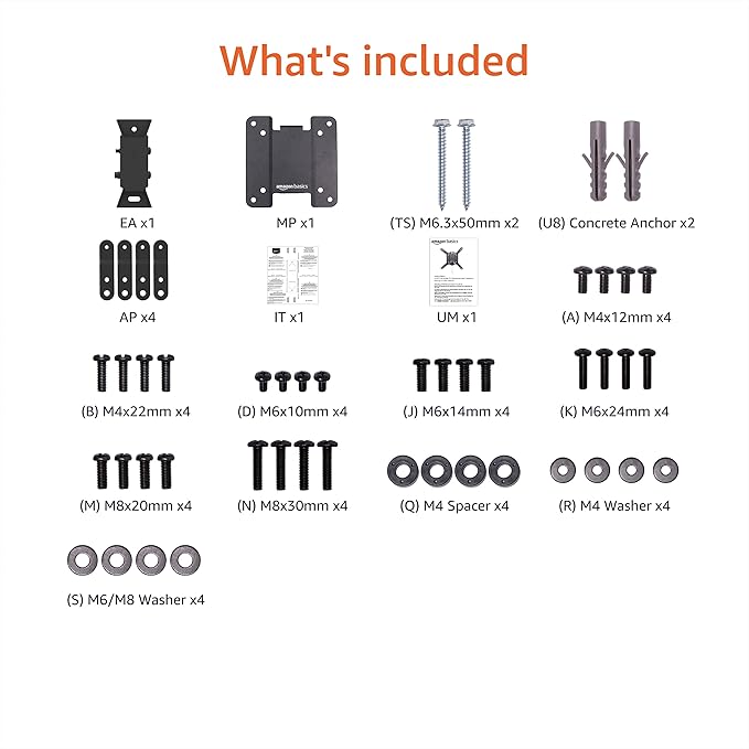 Amazon Basics Tilting TV Wall Mount for Wood Studs, Fits 12-40 inch TVs up to 40 lbs, VESA 200x200, Black