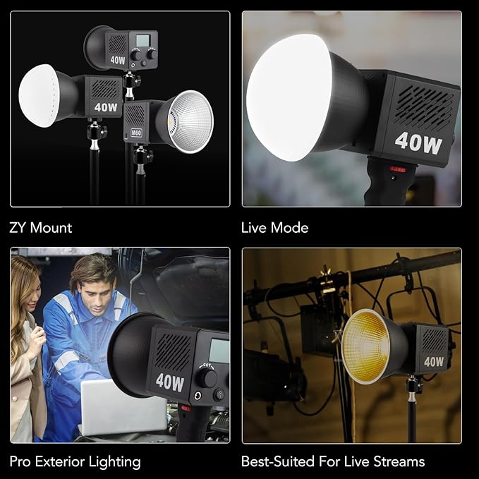 M60 Handle LED Video Light with Soft Box Protable Mini COB LED Bi-Color 2500-8500K CRI≥95 TLCI≥97 Built-in 3400mAh Battery Photo Studio Lights Vlog Shoot Fill Lighting 8 Scenes (M60 Handle lamp)