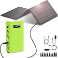 powkey 24000mAh/65W Solar Generator 30W with Panels Included, 88Wh Portable Power Station with AC Outlet, Lithium Battery Rechargeable Powered Bank with 110V AC Outlet for Emergency (Green+Black)