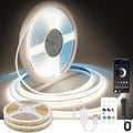 Pandery COB LED Strip Lights Natural White,24V Dimmable led Light Strip KIT with Remote and app Control,4000K 50FT/15m 8mm Wide Ra>90 Cuttable Flexible Strip Lights for Bedroom,Wardrobe,Cabinet