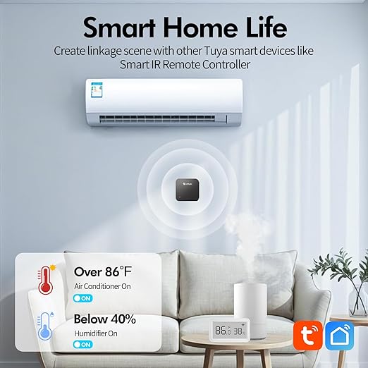 eMylo Smart WiFi Thermometer Hygrometer, Indoor Wireless Temperature Humidity Sensor with Electronic Display, App Notification Alert, Free Data Storage Export, Digital Remote Monitor for Home Room (1)