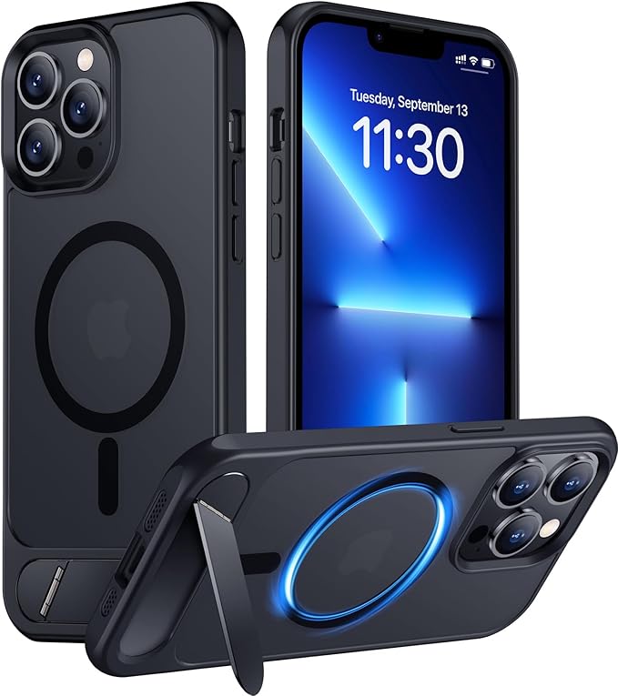 Magnetic Compatible with iPhone 13 Pro Max Case, [Built-in Invisible Kickstand][Compatible with MagSafe] [Military Grade Shockproof] Slim Translucent Matte Phone Case for iPhone 13 Pro Max 6.7"