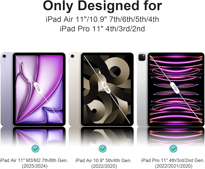 Case for iPad Air 11 Inch M4/M3/M2 2026/2025/2024, iPad Air 10.9" 5th/4th Gen. 2022/2020, iPad Pro 11" 4th/3rd/2nd 2022/2021/2020 with Pencil Holder, Vertical Stand, Detachable Magnetic, Pink