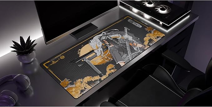 Starforge - Golden Dragon Gaming Desk Mat – Large Extended Mouse & Keyboard Pad