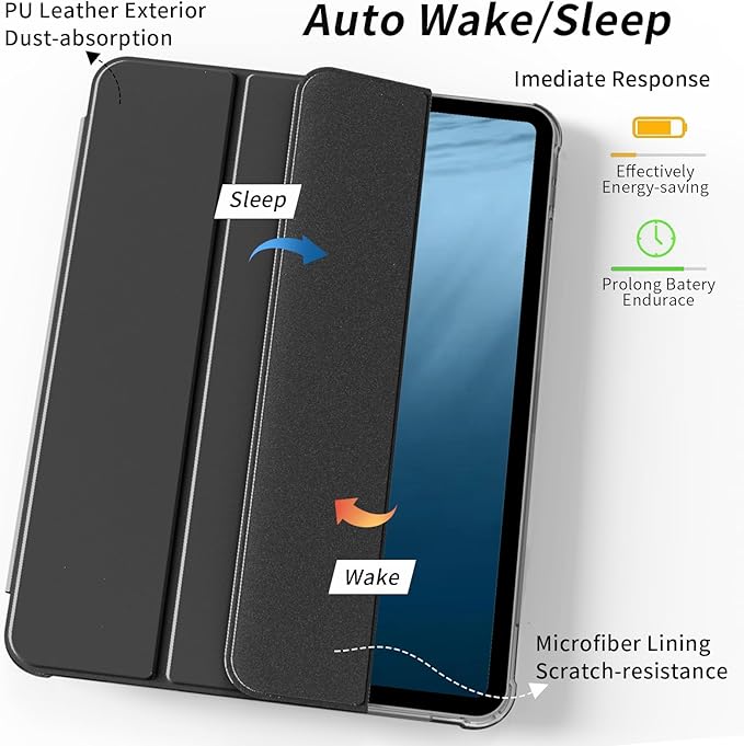 Kenke for iPad Pro 11 Inch Case 4th/3rd/2nd/1st Generation 2022/2021/2020/2018 Support 2nd Pencil Charge with Built-in Left Side Pencil Holder, Hard Frosted Back Cover & Colored Edge (Black)