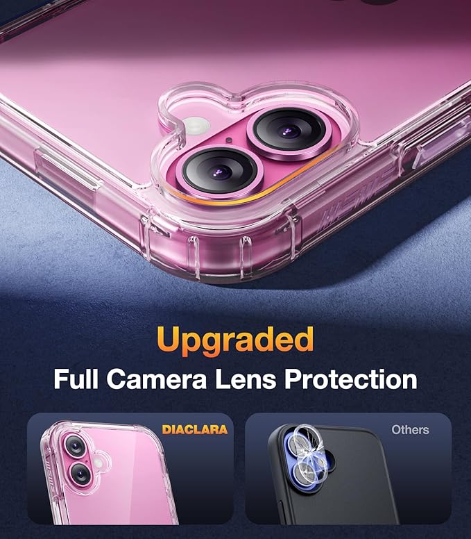 Diaclara Designed for iPhone16 Plus Case 6.7 Inch,Upgraded [Full Camera Protection] Full Body Case w/Built-in Touch Sensitive Anti-Scratch Screen Protector,Clear