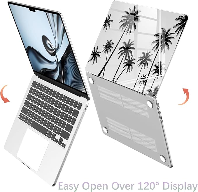 Compatible with MacBook Pro 14 inch Case M5 M4 M3 M2 M1 Pro/Max 2026-2021 A3427 A3426 A3434 A3112 A3185 A3401 A2918 A2992 A2779 A2442, Black Palm Tree Hard Shell Clear Cover