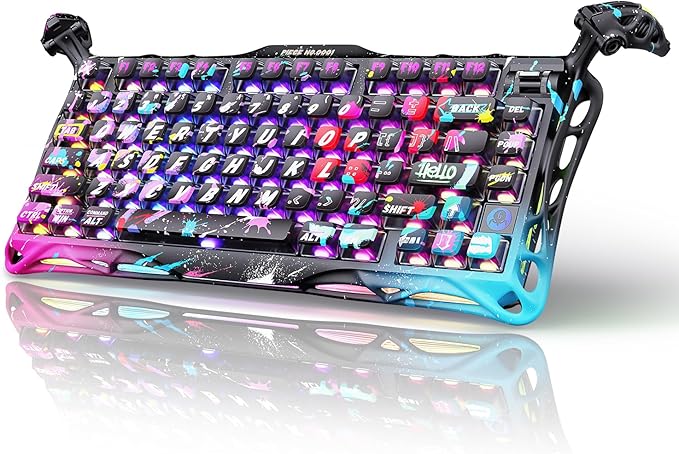 GravaStar Mercury V75 Gaming Keyboard – Hall‑Effect Magnetic‑Switch Keyboard, 8000 Hz Polling, 0.005RT, Wired USB-C, Adjustable Actuation, Semi‑Aluminum Chassis (Neon Graffiti, V75 Pro)