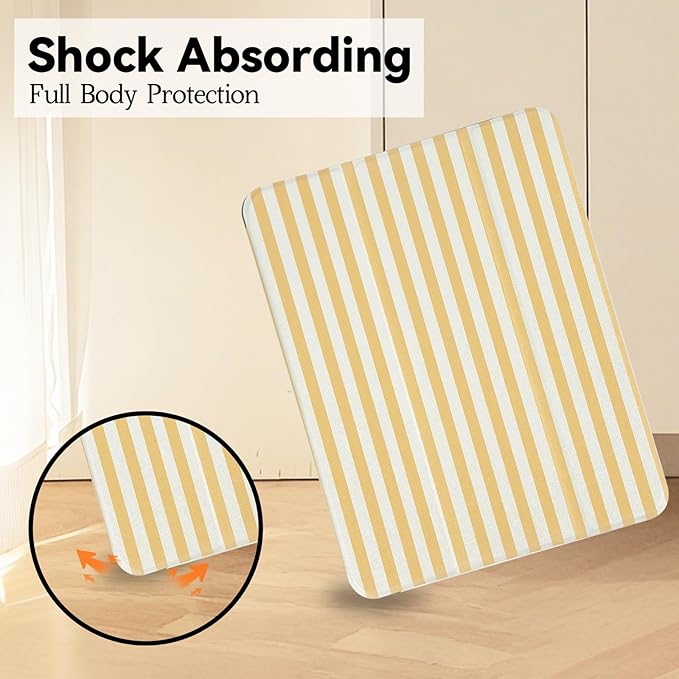 Lovmooful Compatible for iPad 11th 11-Inch A16 (2025),iPad 10 (10.9-Inch,2022 Model,10th Generation) Case with Pencil Holder Cute Striped Aesthetic Design Soft TPU Trifold Stand Protective-Yellow