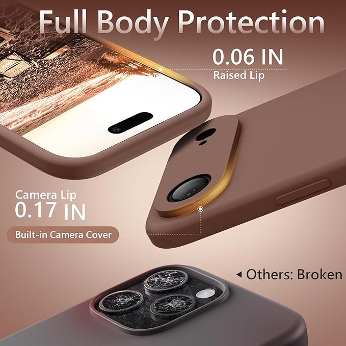 FireNova Magnetic for iPhone Air Case, Compatible with MagSafe, [Integrated Silicone Camera Control Button] [Camera Protection] Microfiber Lining Phone Case for iPhone 17 Air, 6.5", Light Brown