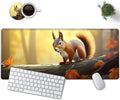 Large Mouse Pad, 31.5 x 11.8in Extended Gaming Mouse Pad with Stitched Edges, XXL Mousepad Protector Non Slip Rubber Base for Office & Home Writing Mat, Animals Cute Squirrel Nature Pattern Desk Mat