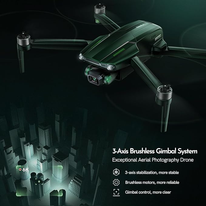 G11PRO 6K Drone with Camera for Adults, 4K/30fps Video, 3-Axis Brushless Gimbal, 70mins Flight Time with 2 Batteries, 10000ft Long Range, FAA compliance, Professional Drone with Auto Return