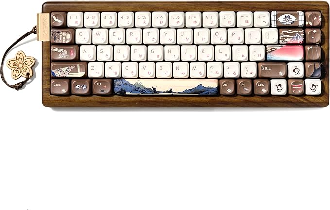 XVX MU68 FujiWave Mechanical Keyboard with Solid Wood Shell, 65% 68-Key Hot-Swap Keyboard with Pre-lubed Linear Switches, PBT 5-Side Dye-Sub MOA Keycaps, Tri-Mode Gasket Mount for Mac & Windows