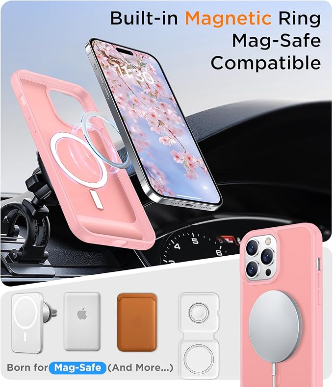 Magnetic Compatible with iPhone 14 Pro Case, [Built-in Invisible Kickstand][Compatible with MagSafe] [Military Grade Shockproof] Slim Translucent Matte Phone Case for iPhone 14 Pro 6.1"