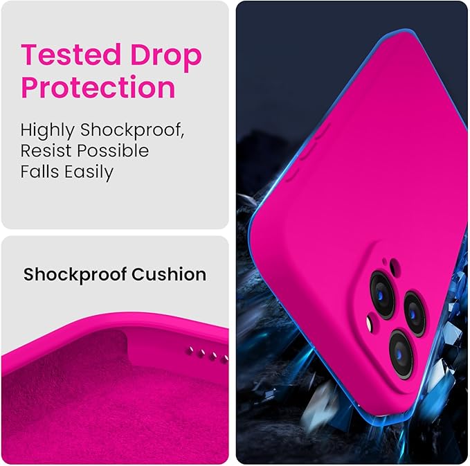 FireNova Designed for iPhone 16 Pro Max Case, Silicone Upgraded [Camera Protection] Phone Case, Soft Anti-Scratch Microfiber Lining Inside, 2024, Hot Pink