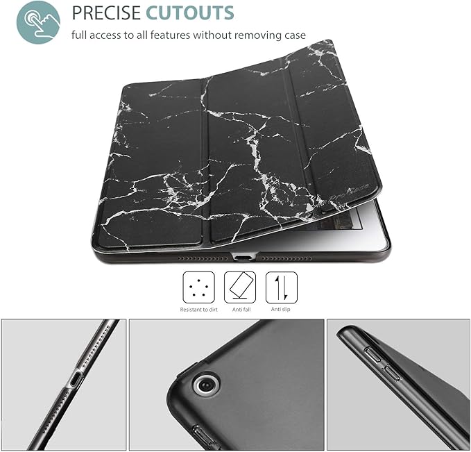 ProCase Smart Case for iPad 9.7 Inch iPad 6th/5th Generation 2018 2017(Model: A1893 A1954 A1822 A1823), Ultra Slim Lightweight Stand Cover with Translucent Frosted Back -Blackmarble