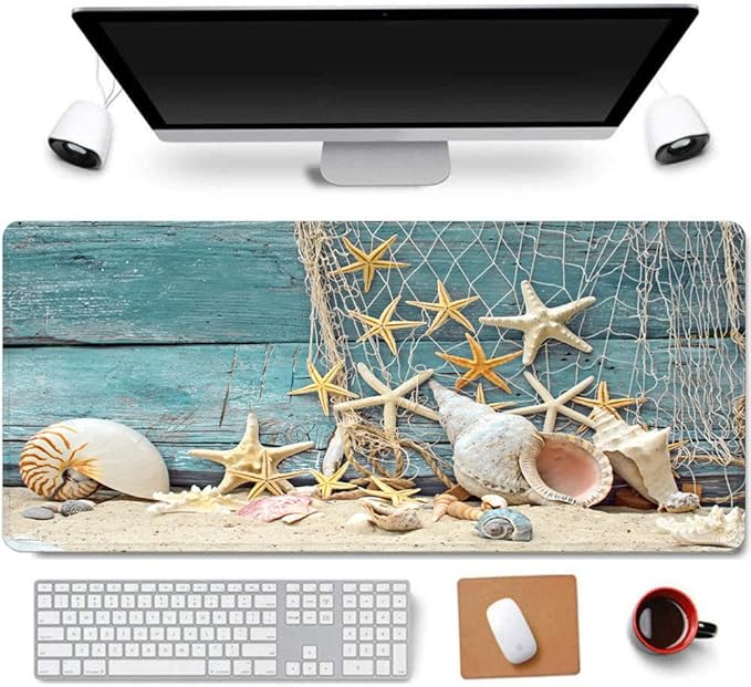 31.5x11.8 Inch Non-Slip Long Extended Large Gaming Mouse Pad with Stitched Edges XL Laptops Keyboard Mouse Mat(Starfish)