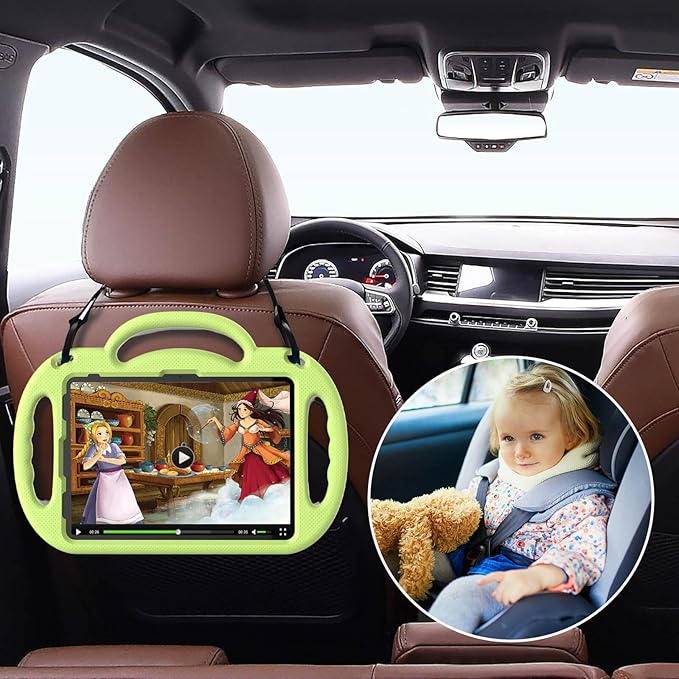Kids Case for iPad 11th Generation (A16) 11" 2025 & 10th Gen 10.9" 2022 & iPad Air 11" 2025/2024 & Air 5th/4th Gen & Pro 11, Protective Cover with Shoulder Strap Handle Stand, Lime Green