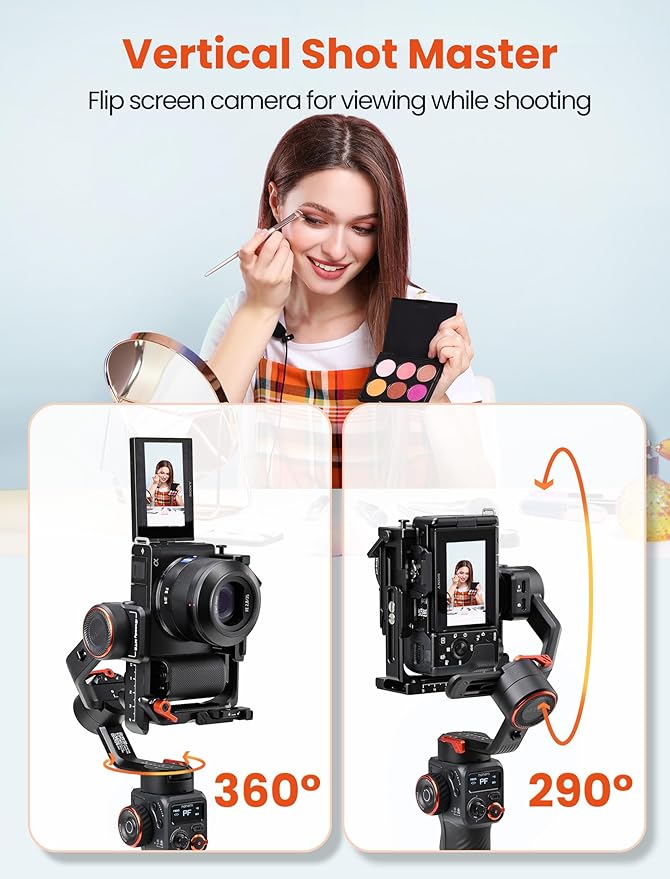 hohem iSteady MT2 Gimbal Stabilizer for Camera, Upgrade 3-Axis Gimbal for Mirrorless/Pocket Camera/Action Camera/Smartphone, OLED Display, Gimbal Stabilizer for Canon/Sony/Nikon/iPhone
