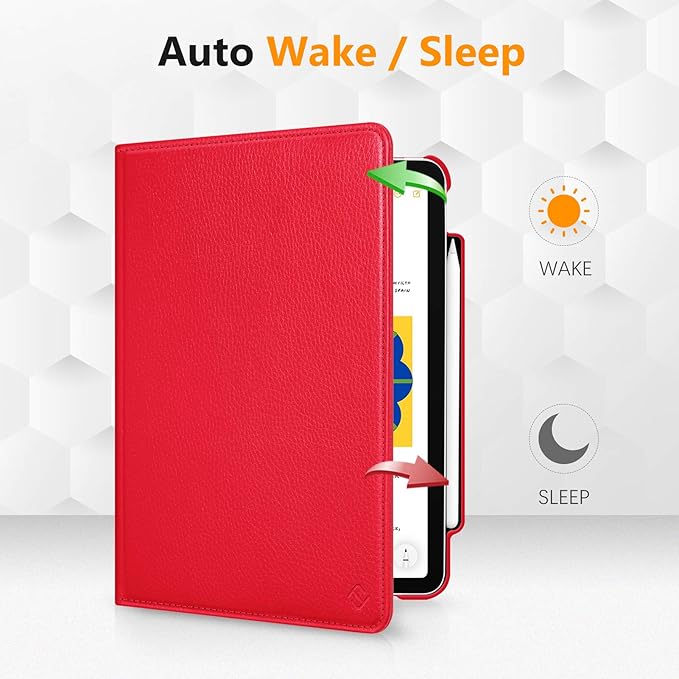 Fintie Rotating Case for iPad Air 11-inch M4/M3/M2 (2026/2025/2024), iPad Air 5th (2022) / 4th Generation 10.9 Inch - 360 Degree Rotating Protective Stand Cover with Pencil Holder, Red
