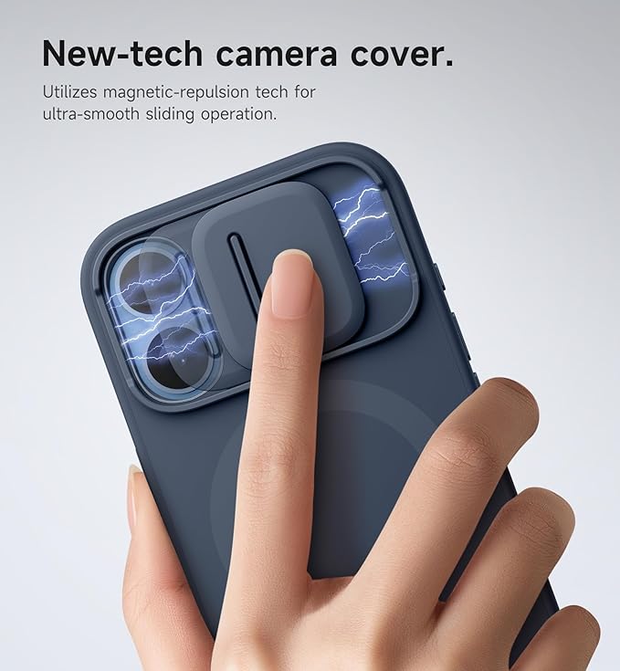 SURITCH for iPhone 17 Case with Camera Control Cover, Camera Slide Cover and Adjustable Kickstand, Compatible with MagSafe, Shockproof Bumper Protective Cases 6.3 Inch, Blue