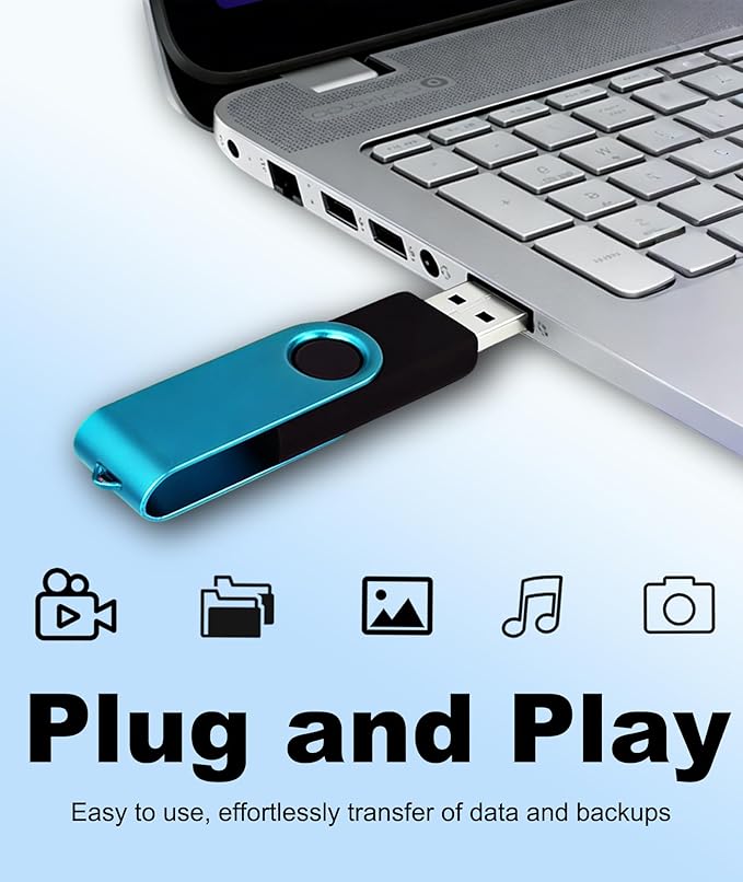 2GB USB Flash Drive 50 Pack USB Thumb Drive Nicepicten Bulk USB 2.0 Flash Drives Pack Swivel Jump Drives Multipack Memory Stick for Data Backup - 2GB Blue