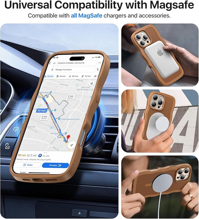 Magnetic for iPhone 16 Pro Max Case[Compatible with MagSafe][Military-Grade Drop Protection][Anti-Yellowing]Shockproof Protective Translucent Matte Cover for iPhone 16 Pro Max Phone Case,Brown