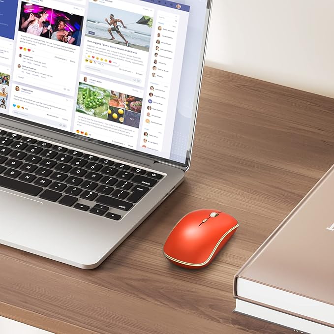 JOYACCESS Wireless Gaming Mouse, Slim Portable USB Mouse for Laptop, Computer, PC (Orange Red)
