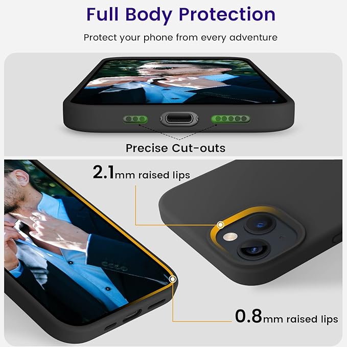 OTOFLY Designed for iPhone 13 Phone Case, Silicone Shockproof Slim Thin Phone Case for iPhone 13 6.1 inch (Black)