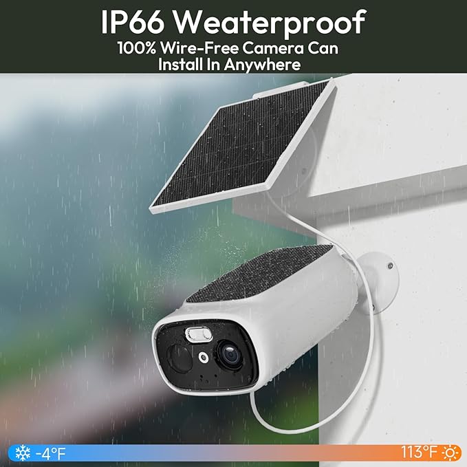 ELECCTV 2K Solar Camera Outdoor Wireless, 2.4/5 Ghz WiFi Cameras for Home Security,130°-Wide View,Color Night Vision, IP65 Waterproof,2-Way Audio,Cloud/SD, Support Alexa
