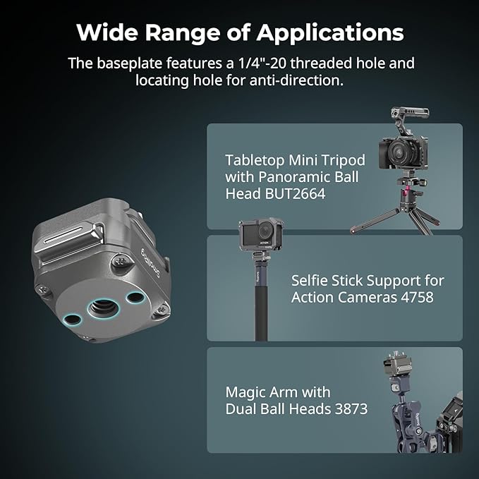 SmallRig HawkLock H21 Universal Quick Release Mount Plate Kit, Dual-Direction QR-Slide NATO Rail with Anti-Deflection 1/4"-20 Screw, Load up to 5kg / 11lb for Cameras, Monitors, Action Cameras - 4491
