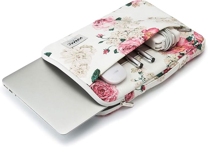 Kinmac 360° Heavy Duty Protective Laptop Sleeve Case Bag Cover with Handle for MacBook Air 13 inch,iPad Pro 13 inch and 13.3 inch HP,Dell,Lenovo,Asus,Acer Laptop (Peony)