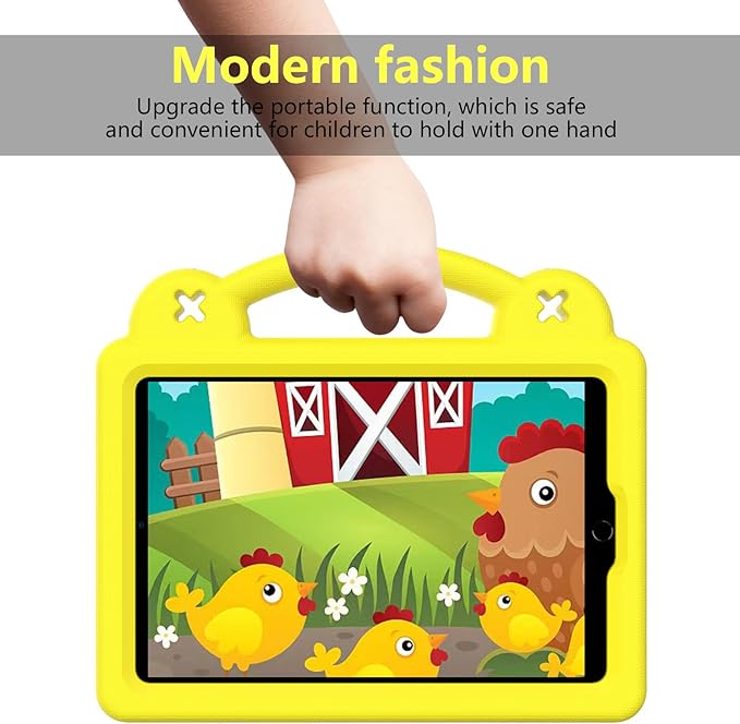 AKABEILA Compatible with Apple iPad mini 1/2/3/4/5 Tablet Case, Kids Friendly Universal Lightweight Shockproof Protective Case with Shoulder Strap & Stand Handle Yellow
