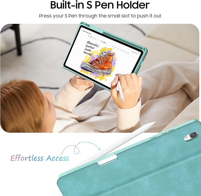 Fintie Case for Samsung Galaxy Tab S11 5G 11 Inch 2025 Model (SM-X730/X736B) with S Pen Holder, Multi-Angle Viewing Soft TPU Back Cover with Pocket, Auto Wake/Sleep, Turquoise