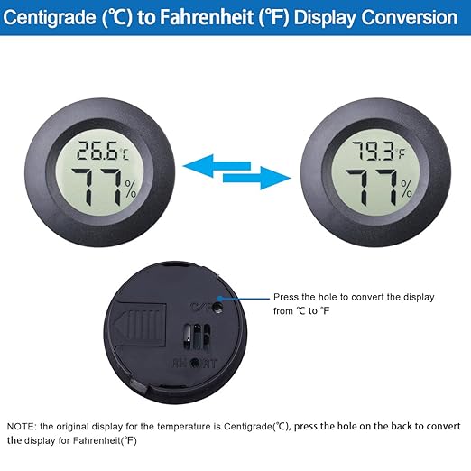 4pcs Mini Hygrometer Thermometer Indoor Outdoor Round Humidity Meter Temperature Gauge Humidity Sensor Fahrenheit Switchable Celsius Monitor for Humidor Reptile Jars 3D Printer