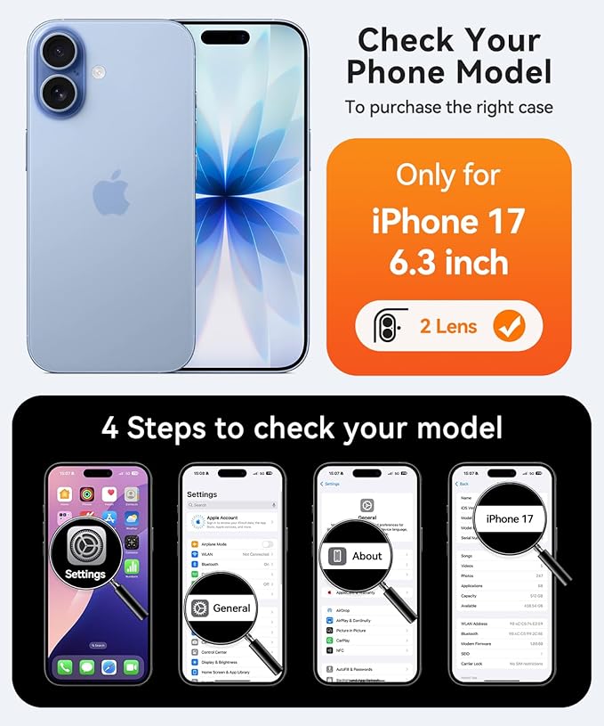 CANSHN Magnetic for iPhone 17 Case, Upgraded [Full Camera Protection] [Compatible with Magsafe] [Translucent Matte] Shockproof Protective Phone Case for iPhone 17 - Black