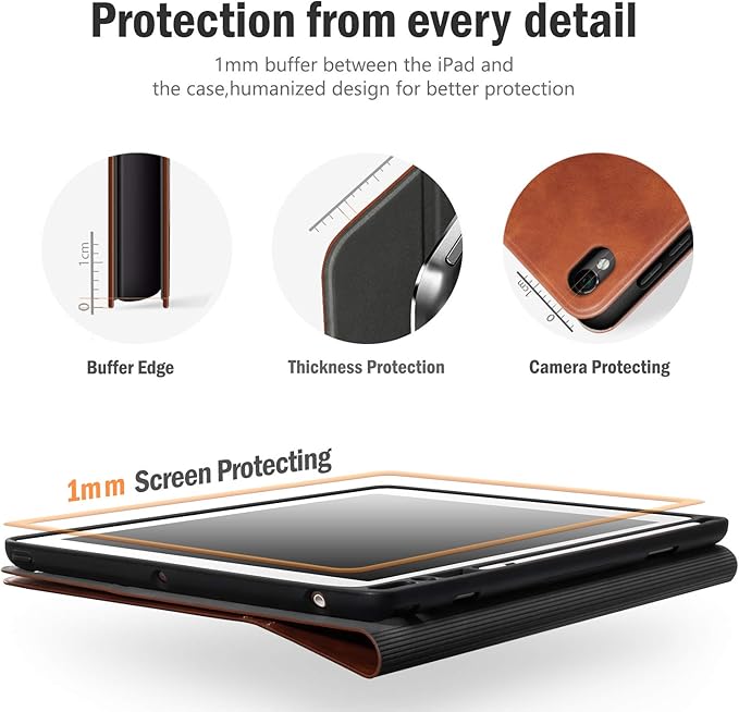 Antbox Case for iPad Pro 10.5 / iPad Air 3 with Built-in Pencil Holder Auto Sleep/Wake Function PU Leather Smart Cover for iPad Air 3 10.5 Inch 2019/iPad Pro 10.5 2017 (Brown)