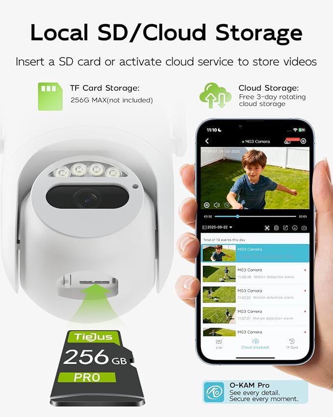 5G/2.4G Security Camera Outdoor, 3MP Wired Cameras 24/7 Recording, Plug-in Power, 360° View, Motion Tracking, Alexa, 2-Way Audio, IP66, Color Night Vision, SD/Cloud Storage(2 Pack)