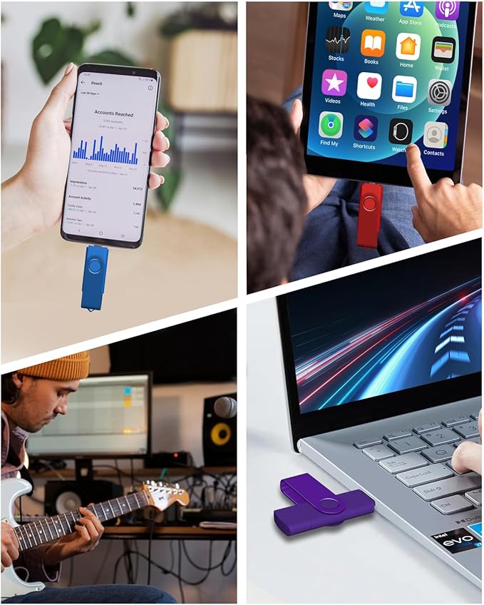 AreTop 4GB USB C Flash Drive 2 in 1 OTG USB 2.0 + Type C Memory Stick with Keychain Dual Type-C Thumb Drive Photo Stick Jump Drive for Android Smartphones, Computer, Tablet, PC, 20 Pack